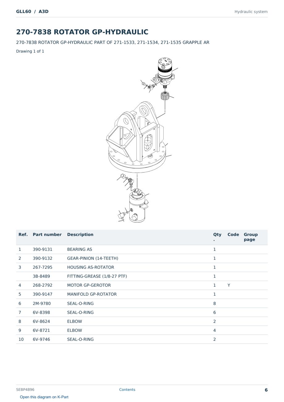 Caterpillar GLL60 S/N A3D Partsbook SEBP4896 (English) - sample page 6 of 10 Caterpillar GLL60 S/N A3D Partsbook SEBP4896 (English) - sample page 6 of 10