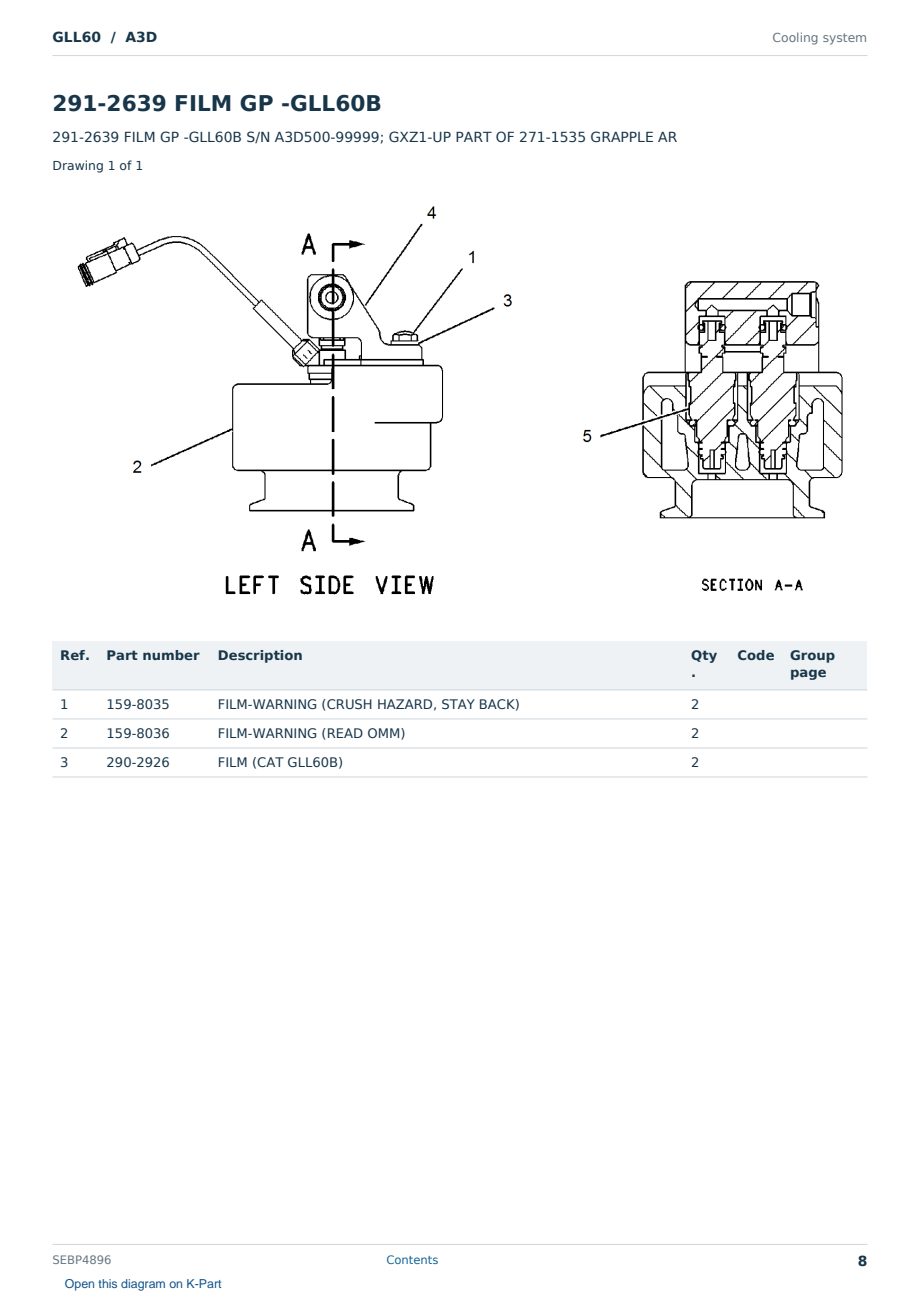 Caterpillar GLL60 S/N A3D Partsbook SEBP4896 (English) - sample page 8 of 10 Caterpillar GLL60 S/N A3D Partsbook SEBP4896 (English) - sample page 8 of 10