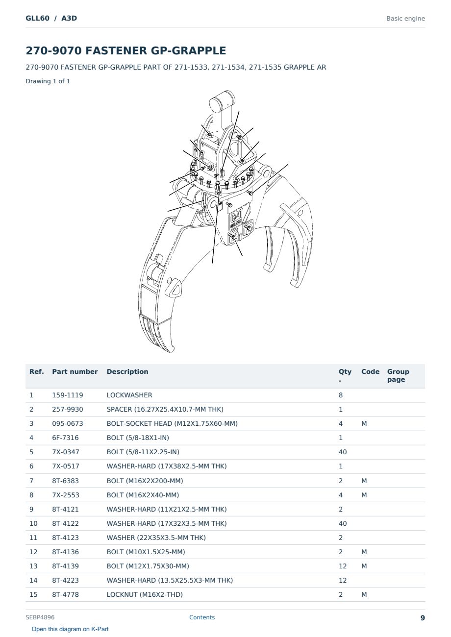 Caterpillar GLL60 S/N A3D Partsbook SEBP4896 (English) - sample page 9 of 10 Caterpillar GLL60 S/N A3D Partsbook SEBP4896 (English) - sample page 9 of 10