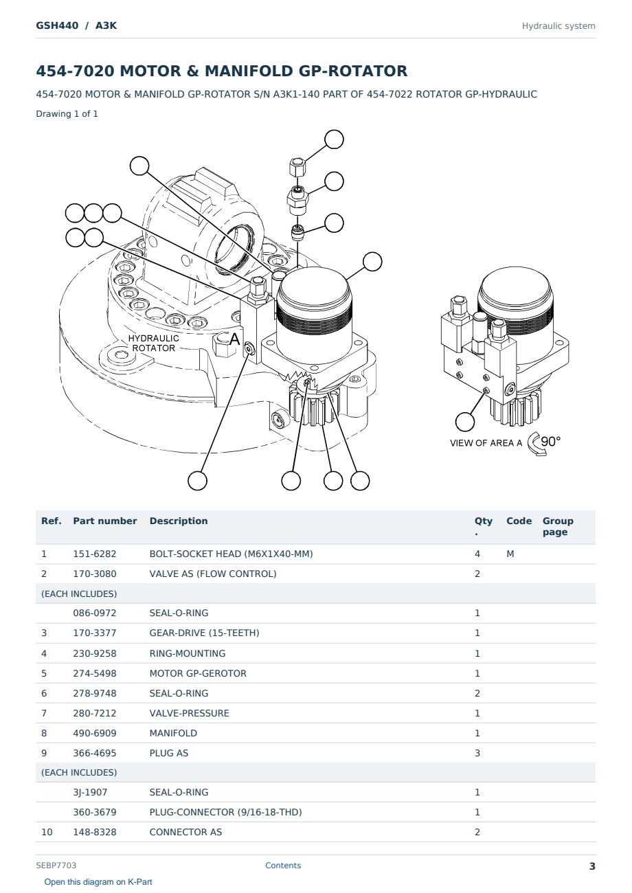 Caterpillar GSH440 S/N A3K Partsbook SEBP7703 (English) - sample page 3 of 10 Caterpillar GSH440 S/N A3K Partsbook SEBP7703 (English) - sample page 3 of 10