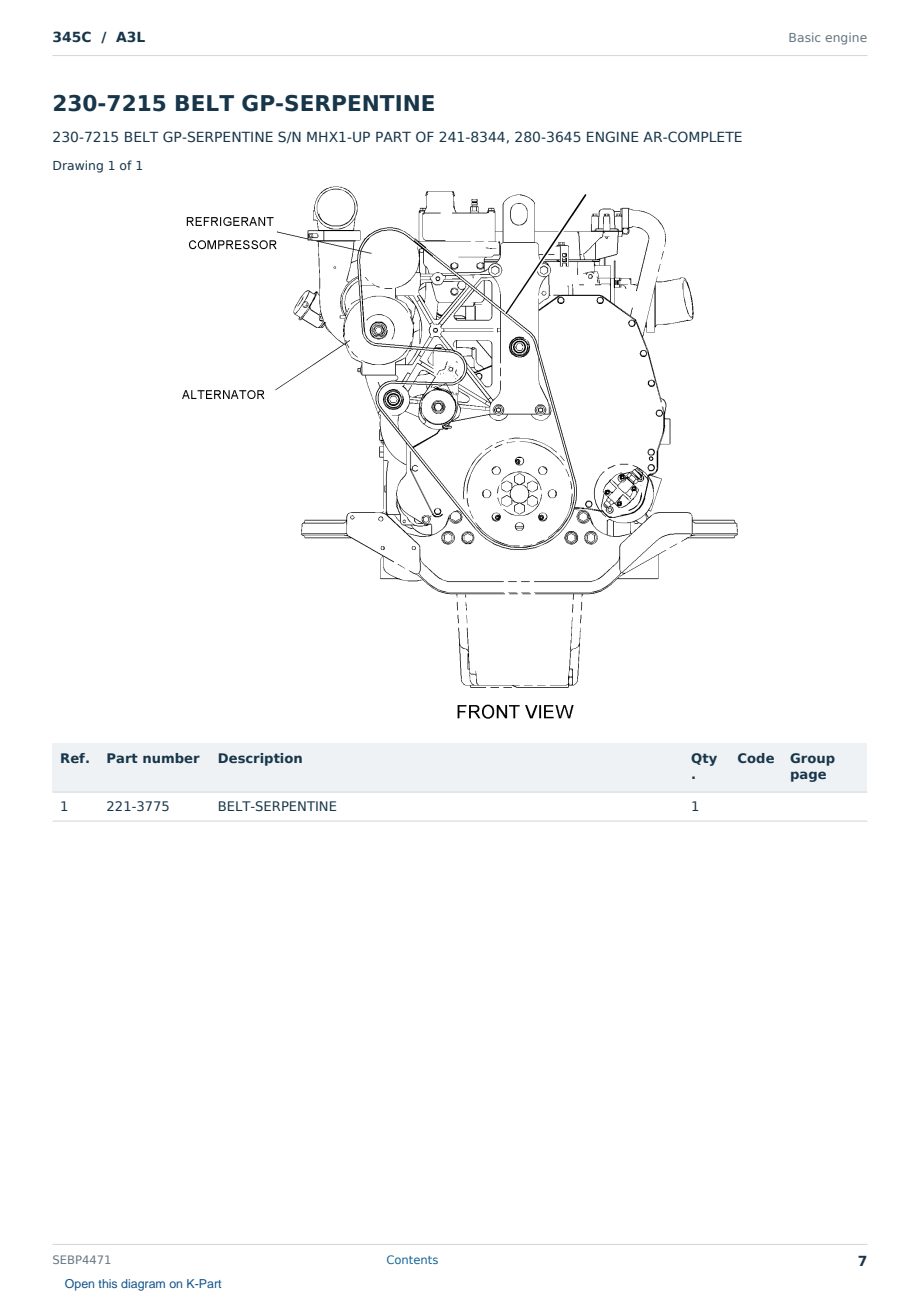 Caterpillar 345C S/N A3L Partsbook SEBP4471 (English) - sample page 7 of 10 Caterpillar 345C S/N A3L Partsbook SEBP4471 (English) - sample page 7 of 10
