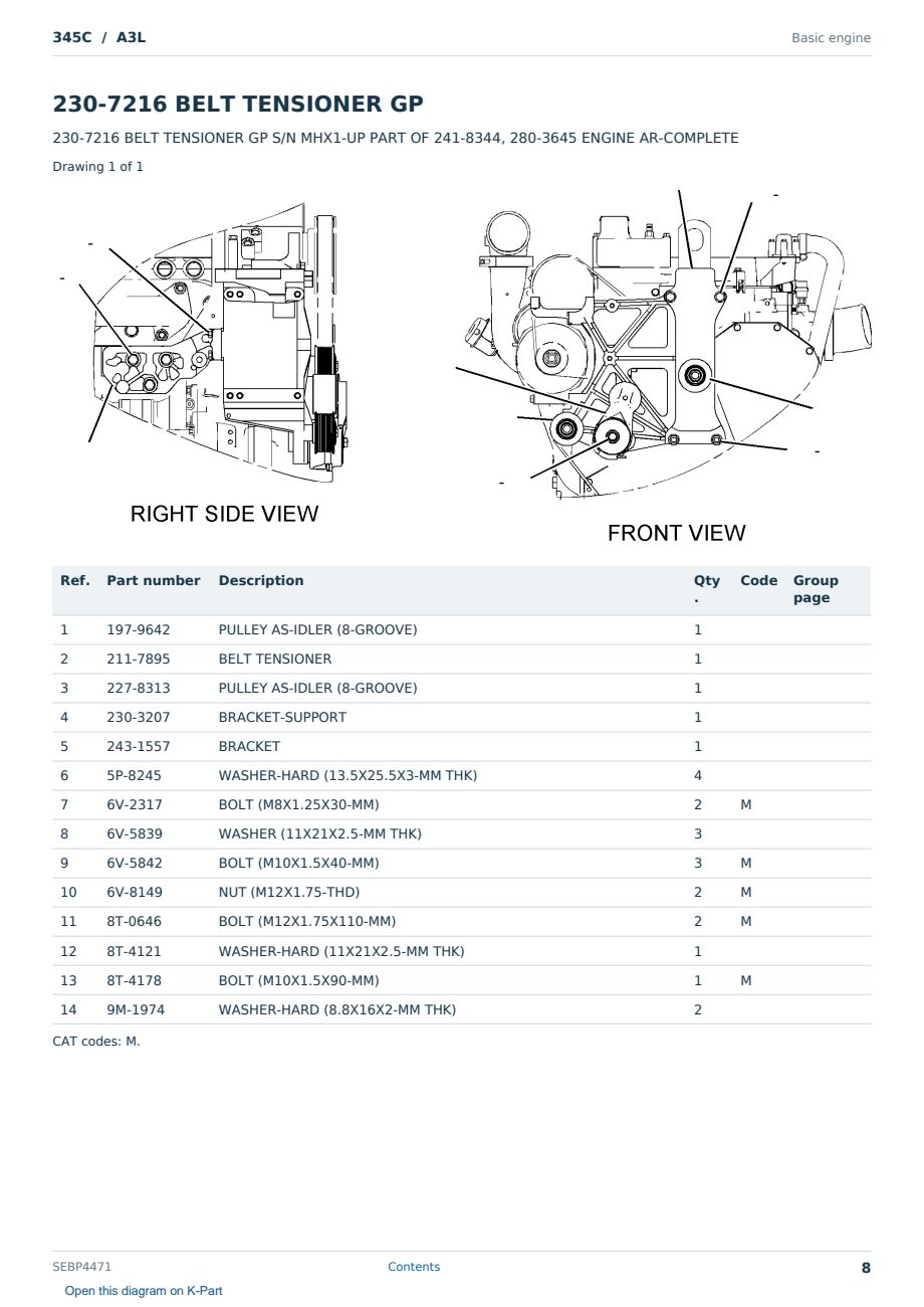 Caterpillar 345C S/N A3L Partsbook SEBP4471 (English) - sample page 8 of 10 Caterpillar 345C S/N A3L Partsbook SEBP4471 (English) - sample page 8 of 10