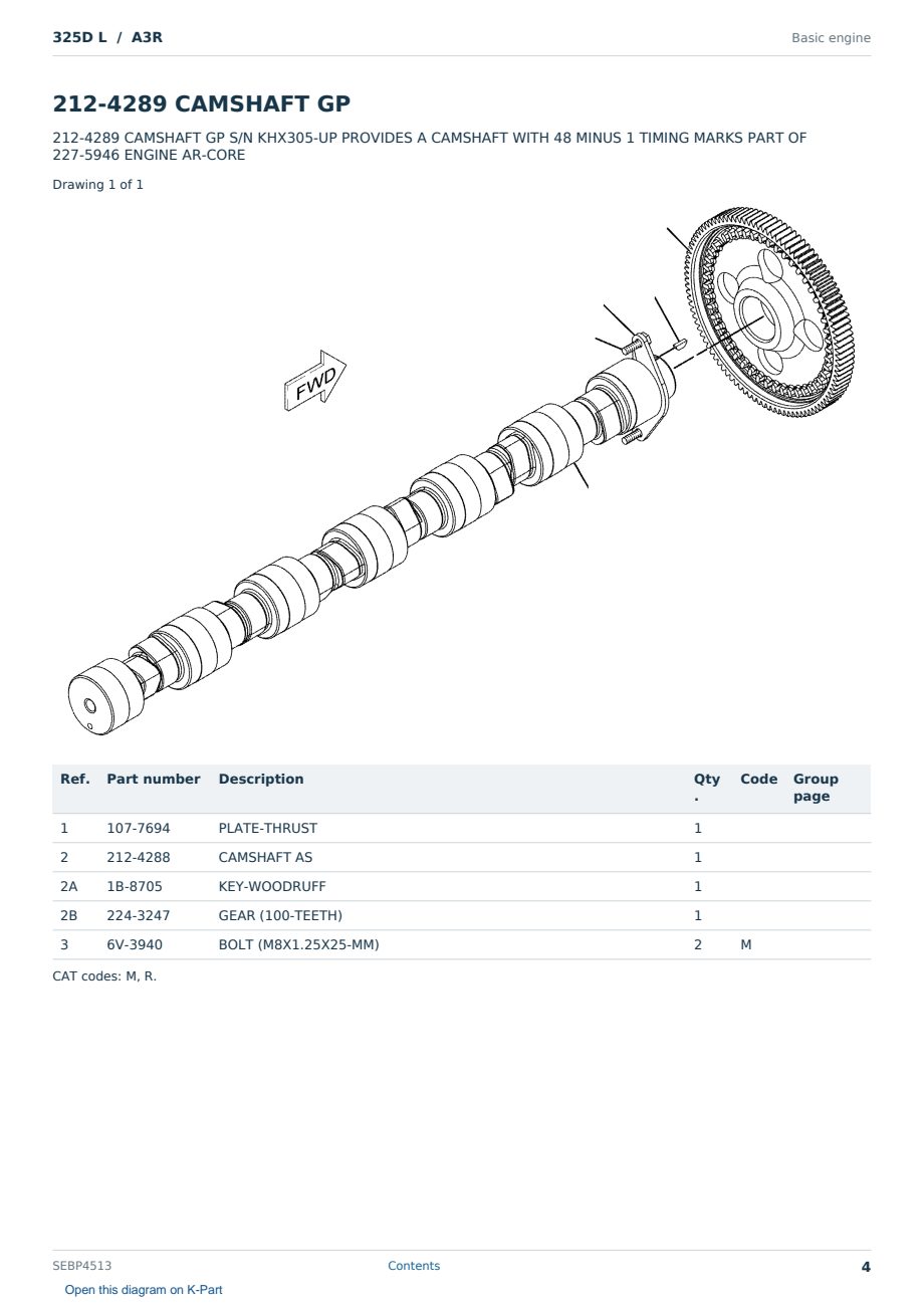 Caterpillar 325D L S/N A3R Partsbook SEBP4513 (English) - sample page 4 of 10 Caterpillar 325D L S/N A3R Partsbook SEBP4513 (English) - sample page 4 of 10