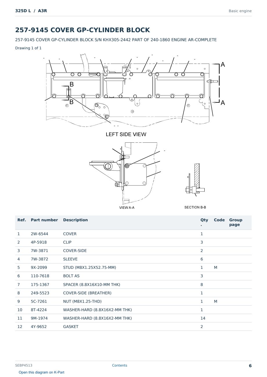 Caterpillar 325D L S/N A3R Partsbook SEBP4513 (English) - sample page 6 of 10 Caterpillar 325D L S/N A3R Partsbook SEBP4513 (English) - sample page 6 of 10
