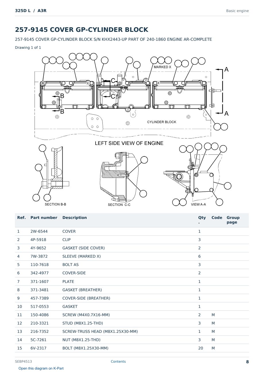 Caterpillar 325D L S/N A3R Partsbook SEBP4513 (English) - sample page 8 of 10 Caterpillar 325D L S/N A3R Partsbook SEBP4513 (English) - sample page 8 of 10