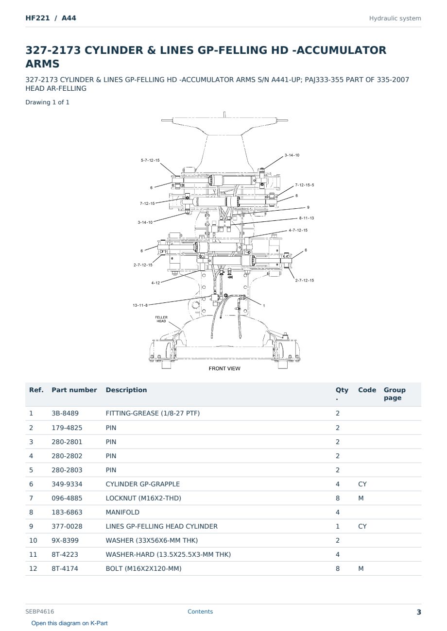 Caterpillar HF221 S/N A44 Partsbook SEBP4616 (English) - sample page 3 of 10 Caterpillar HF221 S/N A44 Partsbook SEBP4616 (English) - sample page 3 of 10