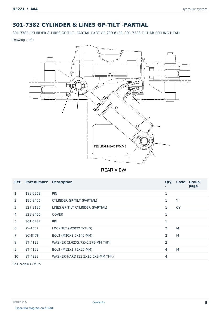 Caterpillar HF221 S/N A44 Partsbook SEBP4616 (English) - sample page 5 of 10 Caterpillar HF221 S/N A44 Partsbook SEBP4616 (English) - sample page 5 of 10