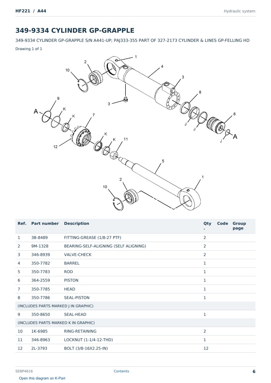 Caterpillar HF221 S/N A44 Partsbook SEBP4616 (English) - sample page 6 of 10 Caterpillar HF221 S/N A44 Partsbook SEBP4616 (English) - sample page 6 of 10