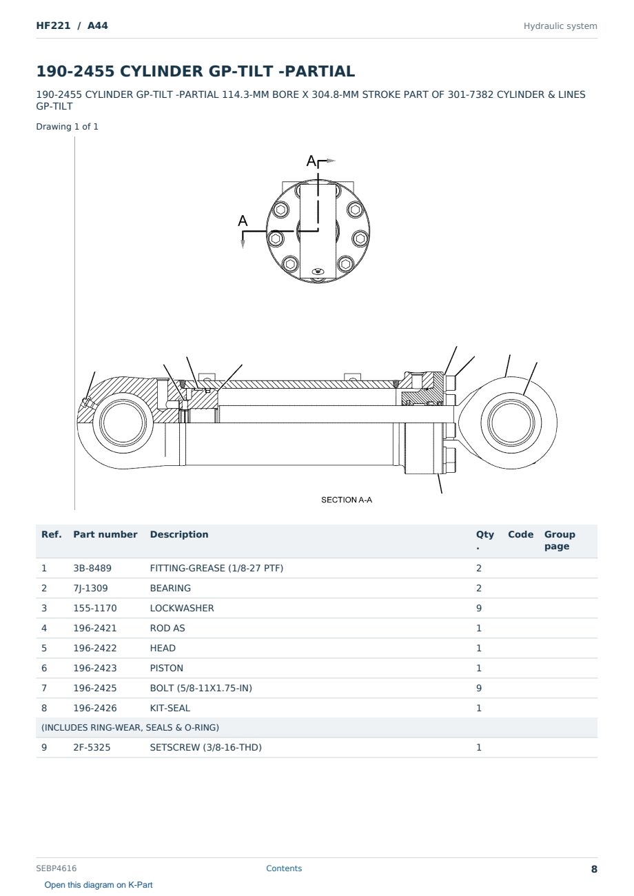 Caterpillar HF221 S/N A44 Partsbook SEBP4616 (English) - sample page 8 of 10 Caterpillar HF221 S/N A44 Partsbook SEBP4616 (English) - sample page 8 of 10