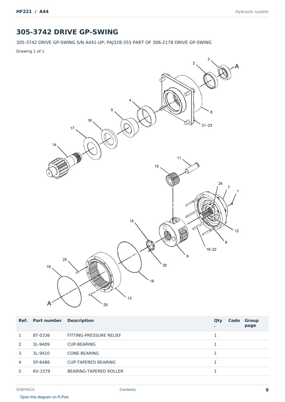 Caterpillar HF221 S/N A44 Partsbook SEBP4616 (English) - sample page 9 of 10 Caterpillar HF221 S/N A44 Partsbook SEBP4616 (English) - sample page 9 of 10