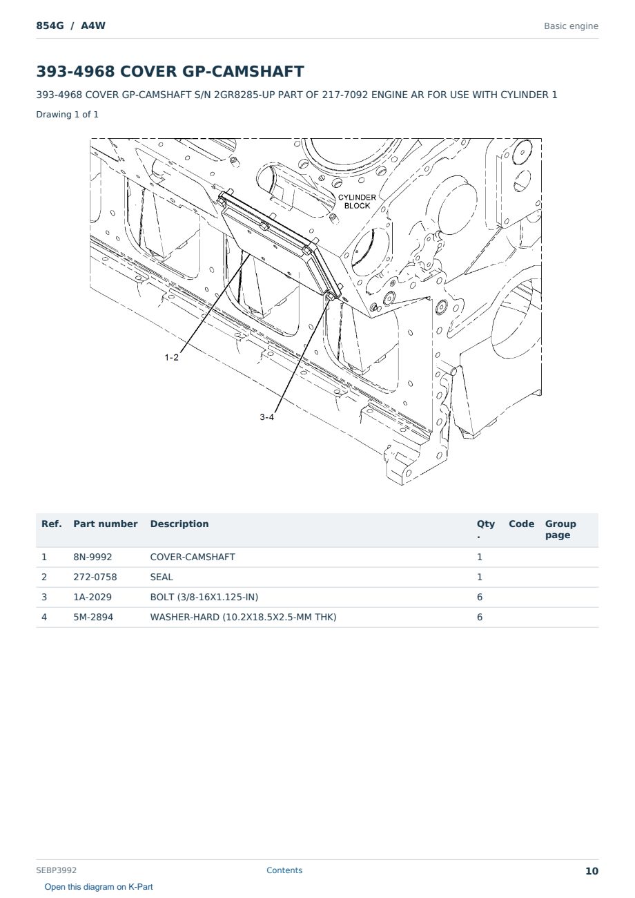 Caterpillar 854G S/N A4W Partsbook SEBP3992 (English) - sample page 10 of 10 Caterpillar 854G S/N A4W Partsbook SEBP3992 (English) - sample page 10 of 10