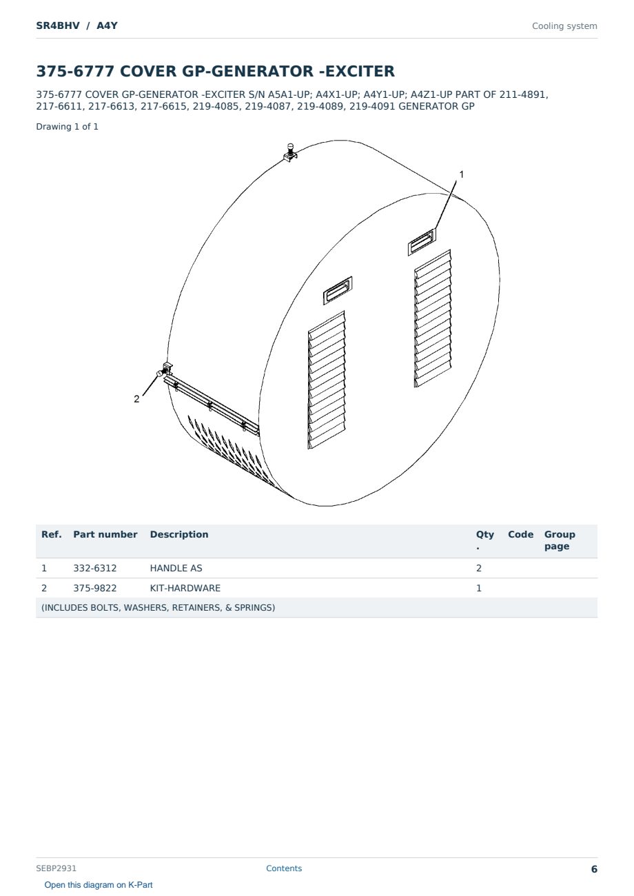 Caterpillar SR4BHV S/N A4Y Partsbook SEBP2931 (English) - sample page 6 of 10 Caterpillar SR4BHV S/N A4Y Partsbook SEBP2931 (English) - sample page 6 of 10