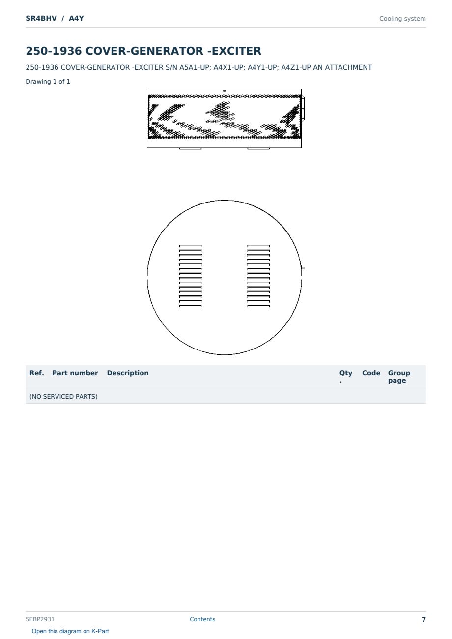 Caterpillar SR4BHV S/N A4Y Partsbook SEBP2931 (English) - sample page 7 of 10 Caterpillar SR4BHV S/N A4Y Partsbook SEBP2931 (English) - sample page 7 of 10