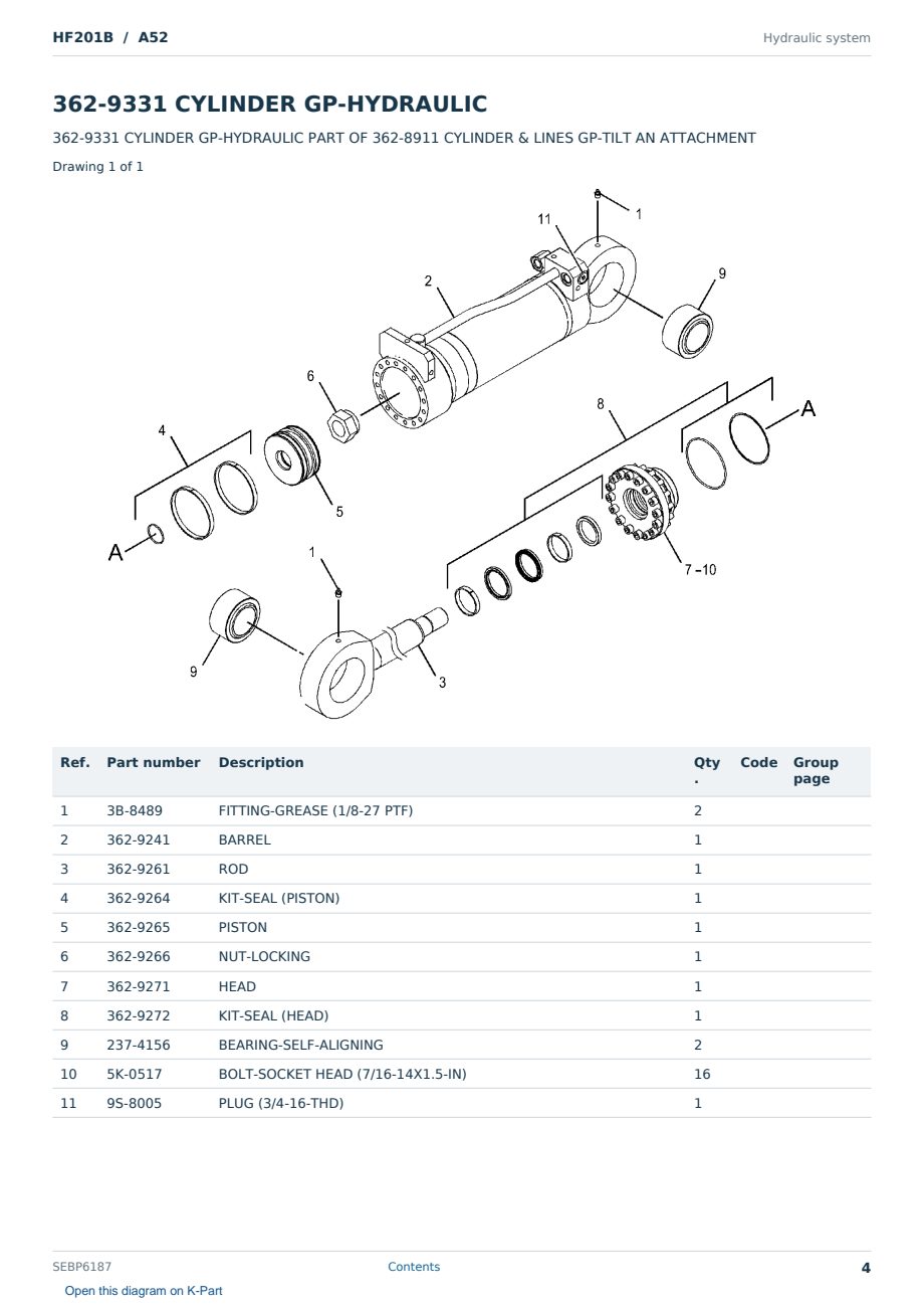 Caterpillar HF201B S/N A52 Partsbook SEBP6187 (English) - sample page 4 of 10 Caterpillar HF201B S/N A52 Partsbook SEBP6187 (English) - sample page 4 of 10