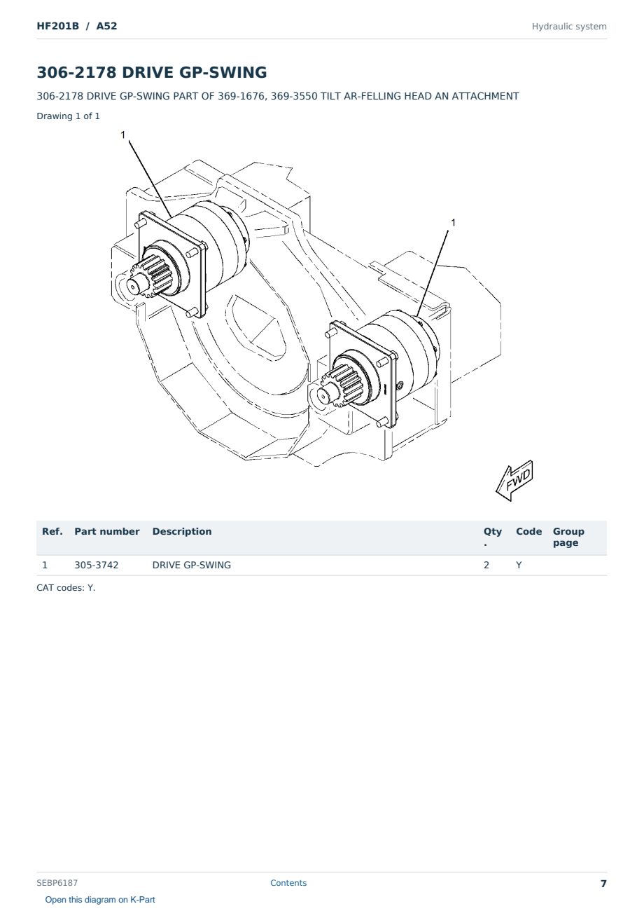 Caterpillar HF201B S/N A52 Partsbook SEBP6187 (English) - sample page 7 of 10 Caterpillar HF201B S/N A52 Partsbook SEBP6187 (English) - sample page 7 of 10