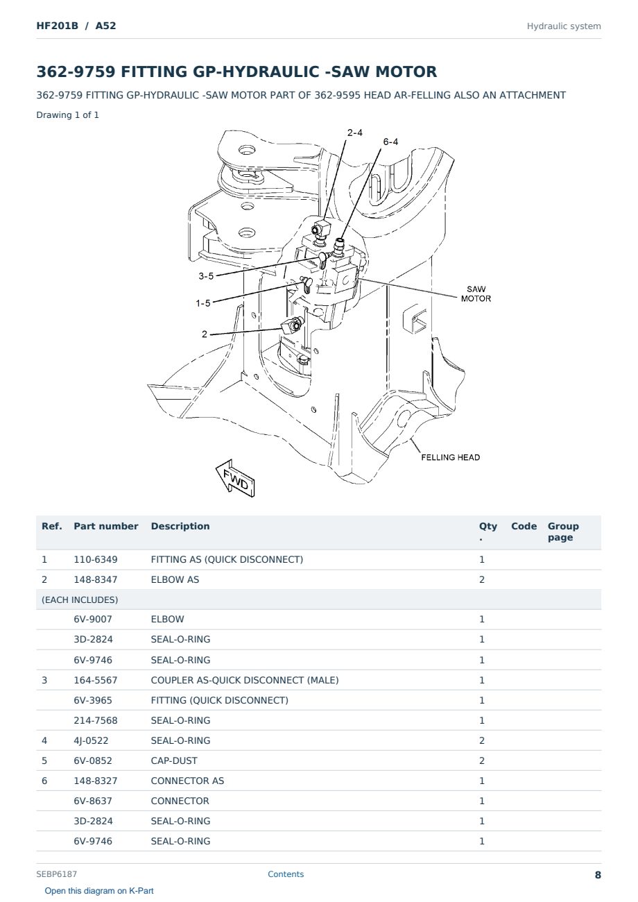 Caterpillar HF201B S/N A52 Partsbook SEBP6187 (English) - sample page 8 of 10 Caterpillar HF201B S/N A52 Partsbook SEBP6187 (English) - sample page 8 of 10