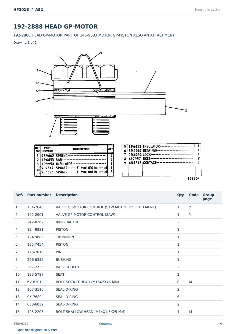 Caterpillar HF201B S/N A52 Partsbook SEBP6187 (English) - sample page 9 of 10 Caterpillar HF201B S/N A52 Partsbook SEBP6187 (English) - sample page 9 of 10
