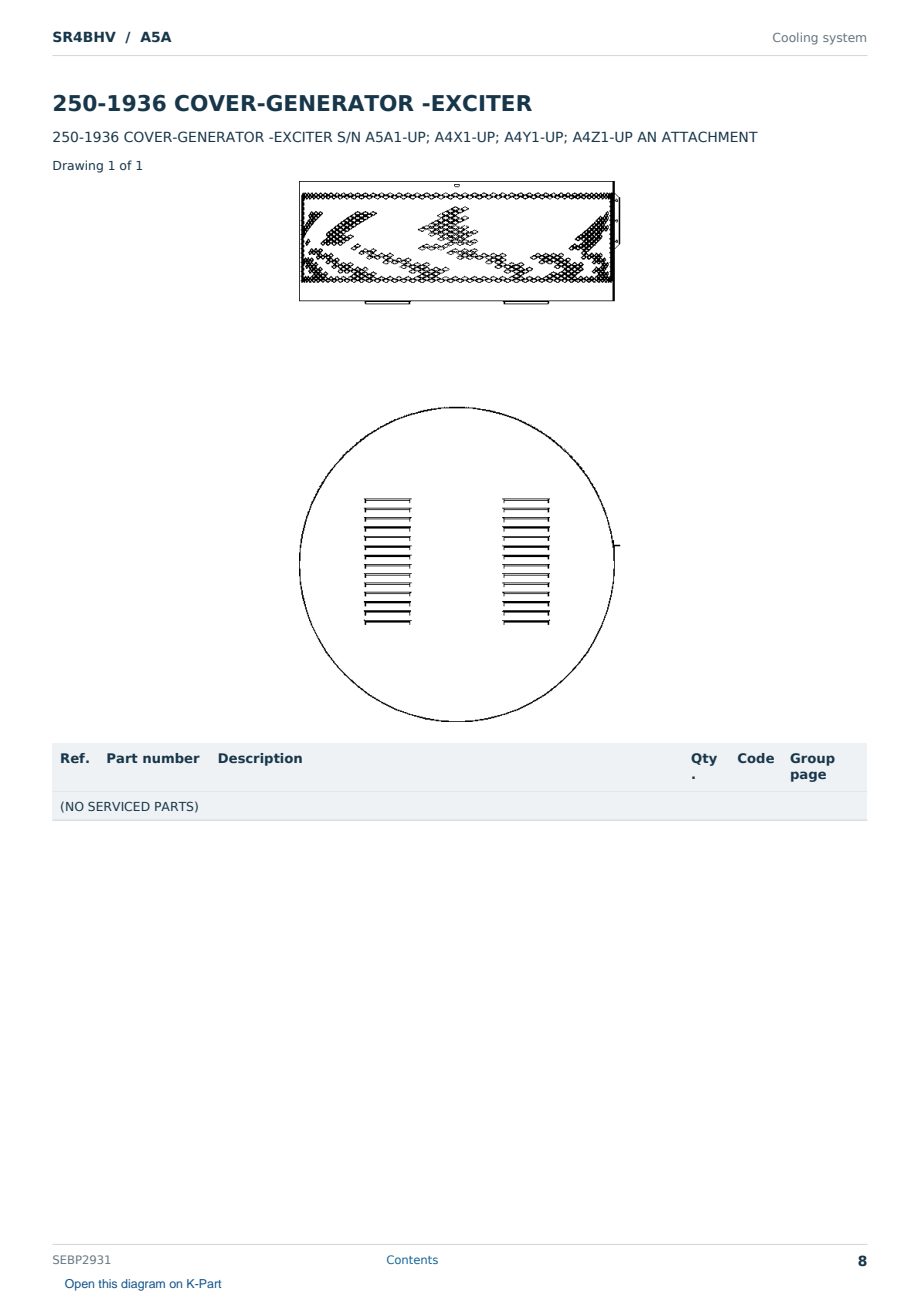 Caterpillar SR4BHV S/N A5A Partsbook SEBP2931 (English) - sample page 8 of 10 Caterpillar SR4BHV S/N A5A Partsbook SEBP2931 (English) - sample page 8 of 10