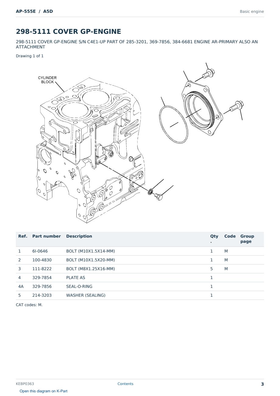 Caterpillar AP-555E S/N A5D Partsbook KEBP0363 (English) - sample page 3 of 10 Caterpillar AP-555E S/N A5D Partsbook KEBP0363 (English) - sample page 3 of 10