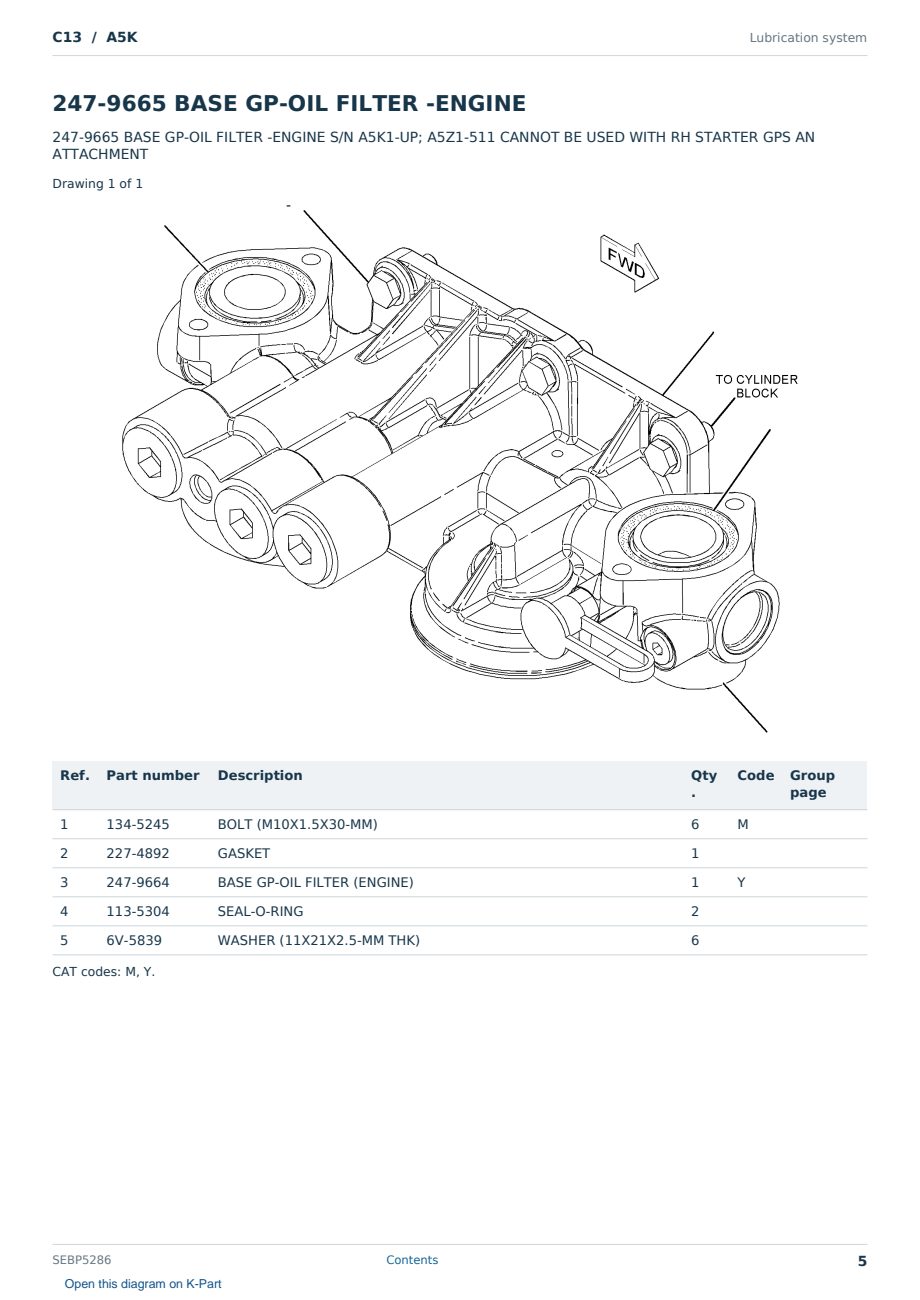 Caterpillar C13 S/N A5K Partsbook SEBP5286 (English) - sample page 5 of 10 Caterpillar C13 S/N A5K Partsbook SEBP5286 (English) - sample page 5 of 10