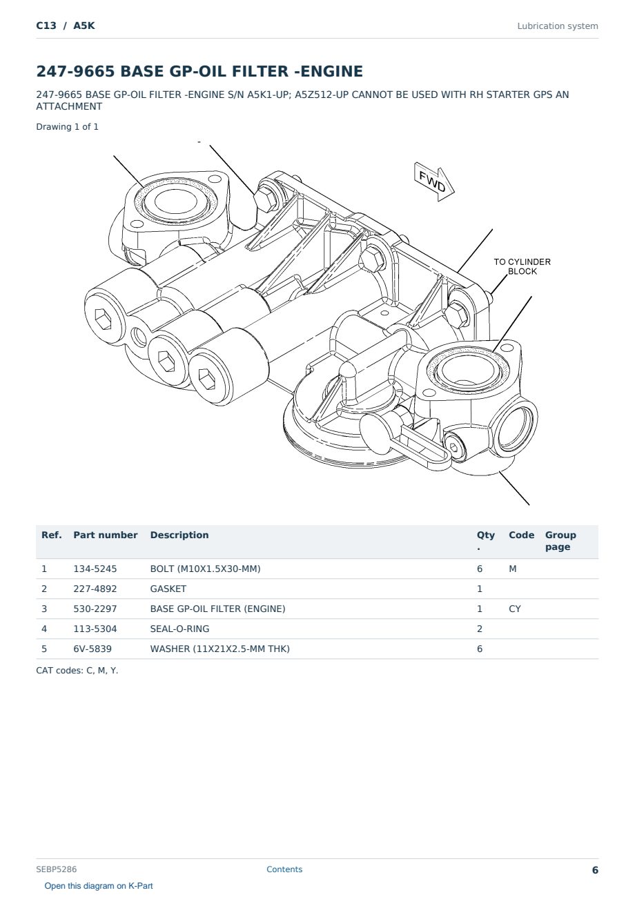 Caterpillar C13 S/N A5K Partsbook SEBP5286 (English) - sample page 6 of 10 Caterpillar C13 S/N A5K Partsbook SEBP5286 (English) - sample page 6 of 10
