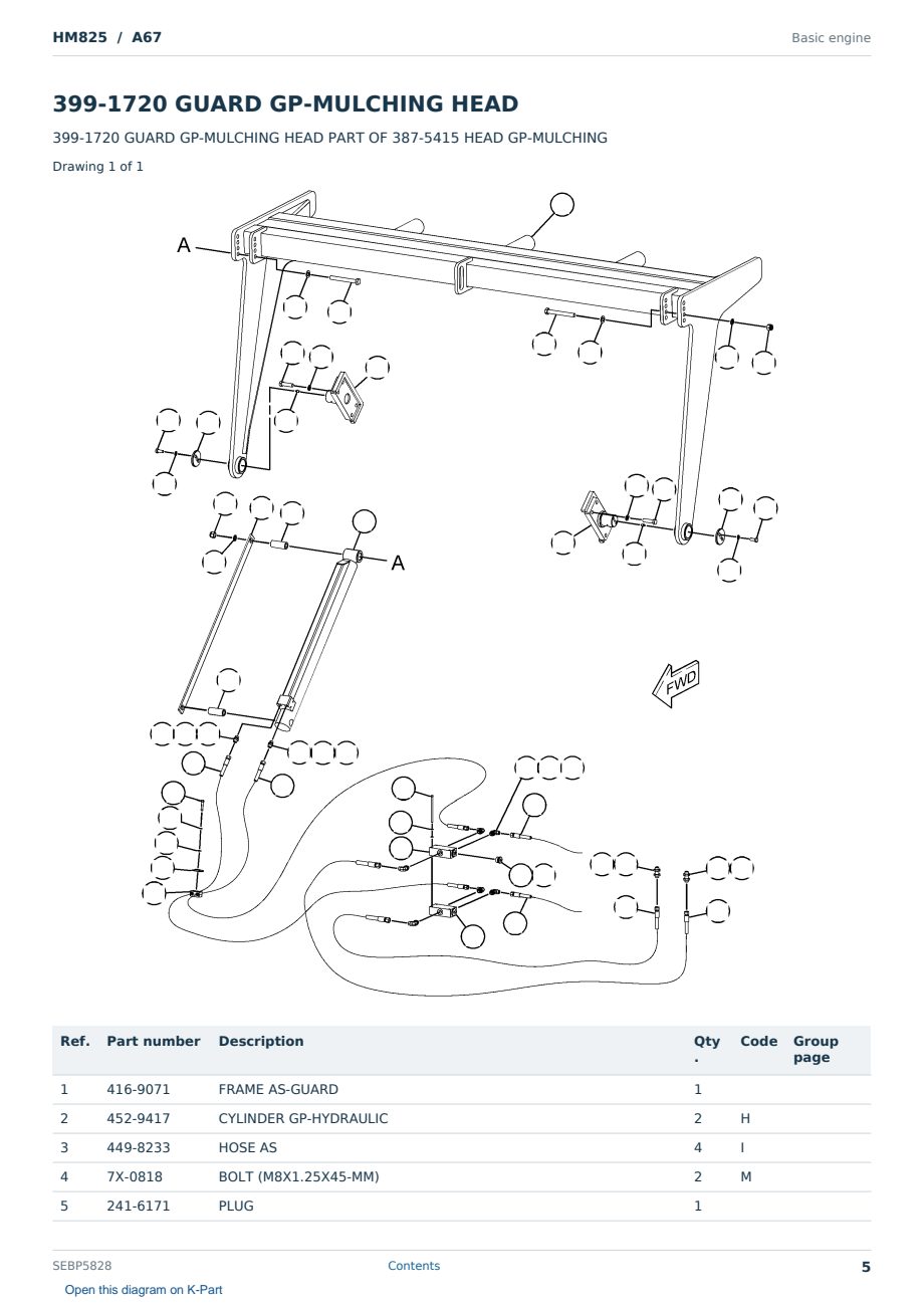 Caterpillar HM825 S/N A67 Partsbook SEBP5828 (English) - sample page 5 of 10 Caterpillar HM825 S/N A67 Partsbook SEBP5828 (English) - sample page 5 of 10