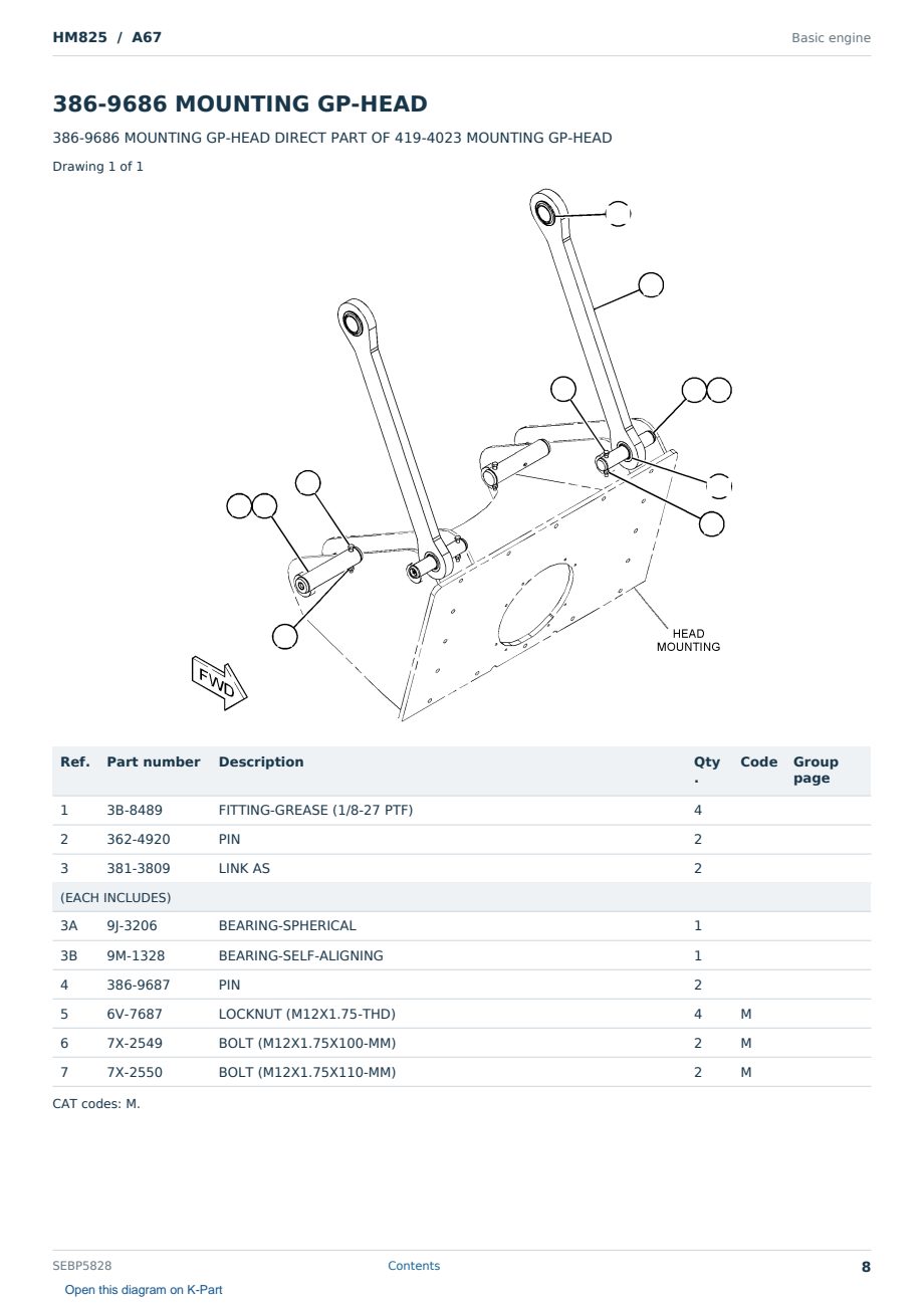 Caterpillar HM825 S/N A67 Partsbook SEBP5828 (English) - sample page 8 of 10 Caterpillar HM825 S/N A67 Partsbook SEBP5828 (English) - sample page 8 of 10