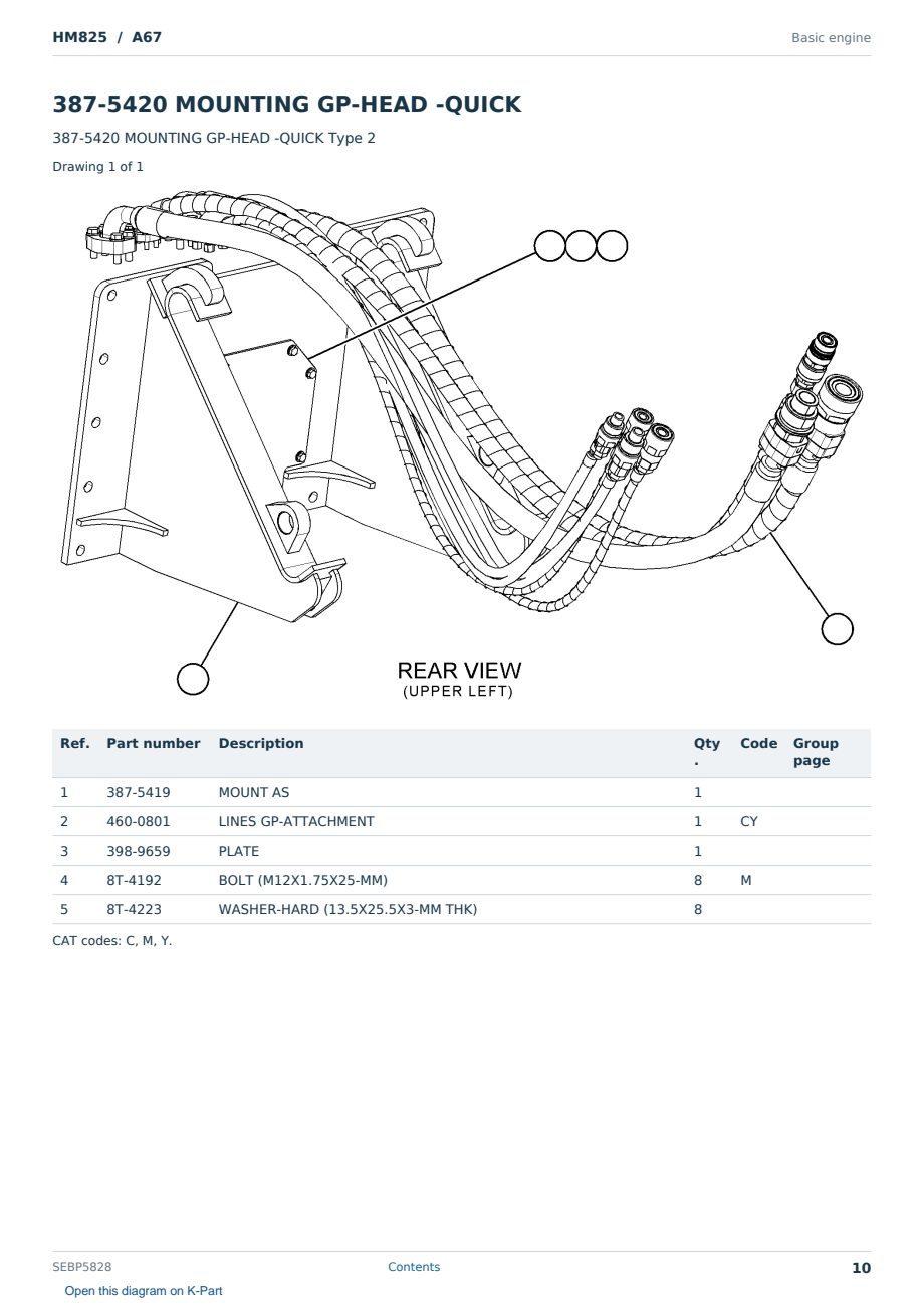 Caterpillar HM825 S/N A67 Partsbook SEBP5828 (English) - sample page 10 of 10 Caterpillar HM825 S/N A67 Partsbook SEBP5828 (English) - sample page 10 of 10