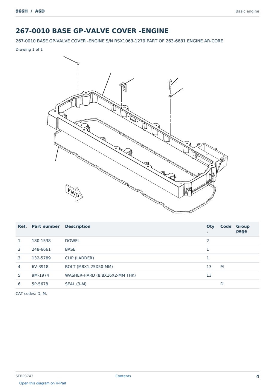 Caterpillar 966H S/N A6D Partsbook SEBP3743 (English) - sample page 4 of 10 Caterpillar 966H S/N A6D Partsbook SEBP3743 (English) - sample page 4 of 10