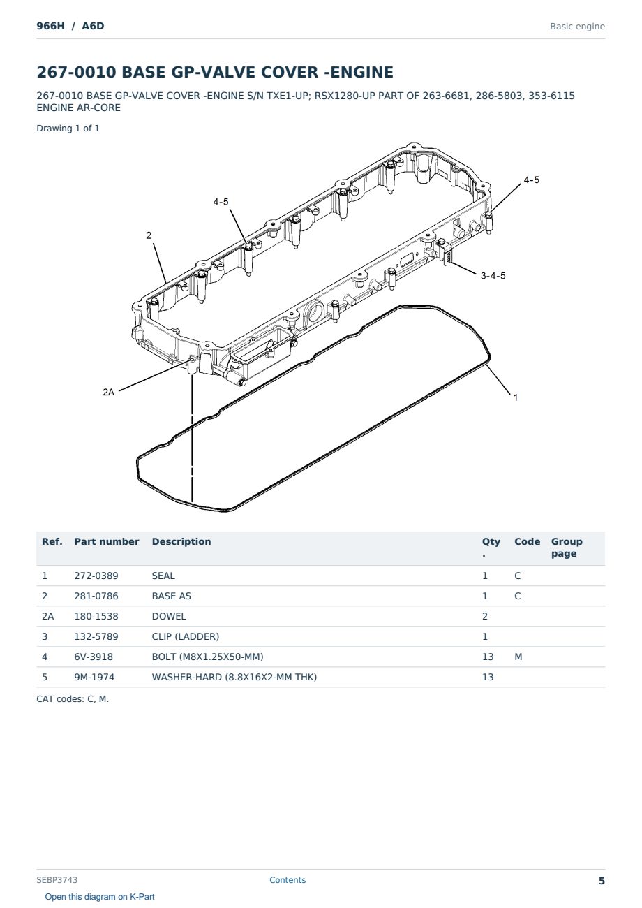 Caterpillar 966H S/N A6D Partsbook SEBP3743 (English) - sample page 5 of 10 Caterpillar 966H S/N A6D Partsbook SEBP3743 (English) - sample page 5 of 10