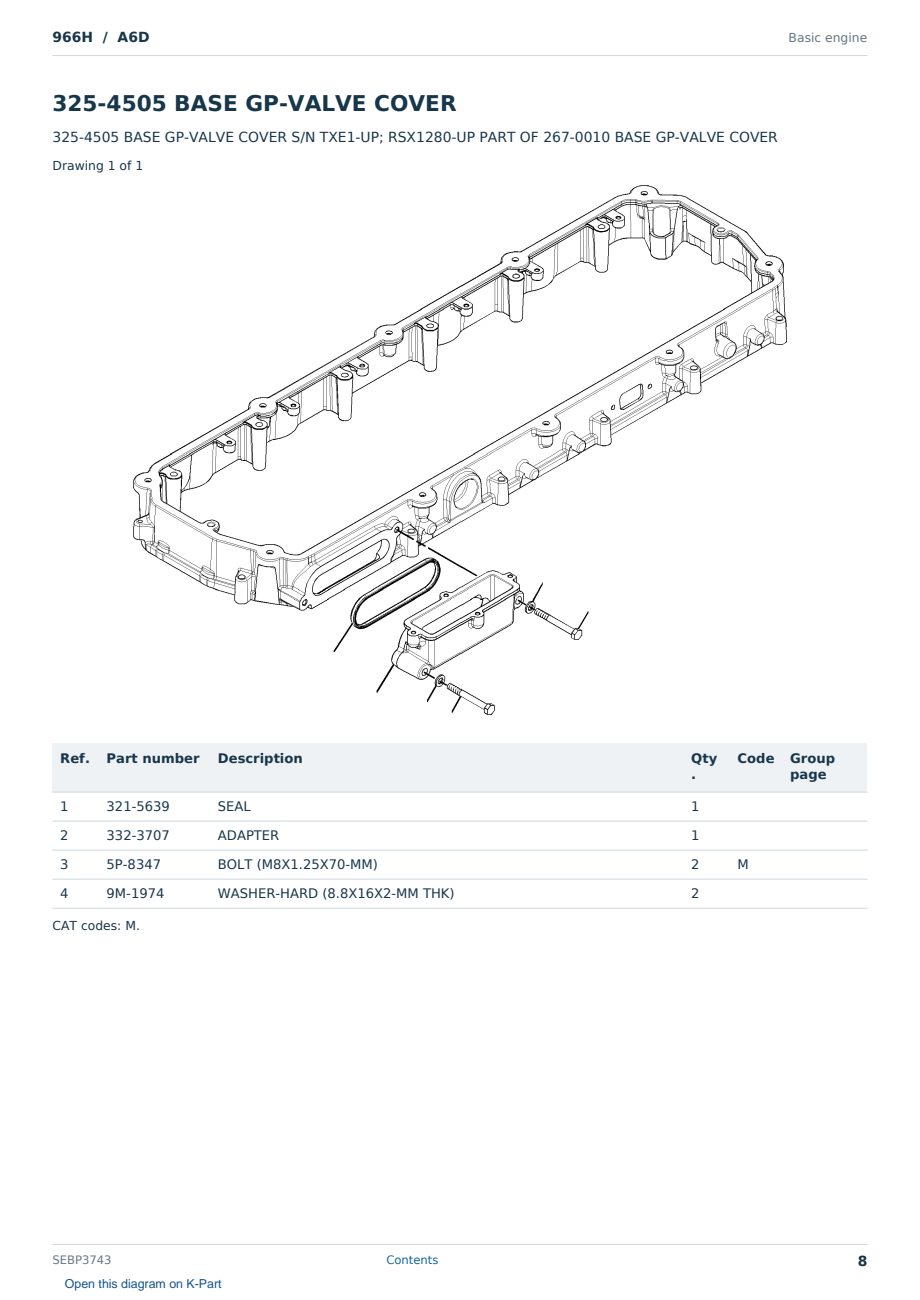 Caterpillar 966H S/N A6D Partsbook SEBP3743 (English) - sample page 8 of 10 Caterpillar 966H S/N A6D Partsbook SEBP3743 (English) - sample page 8 of 10