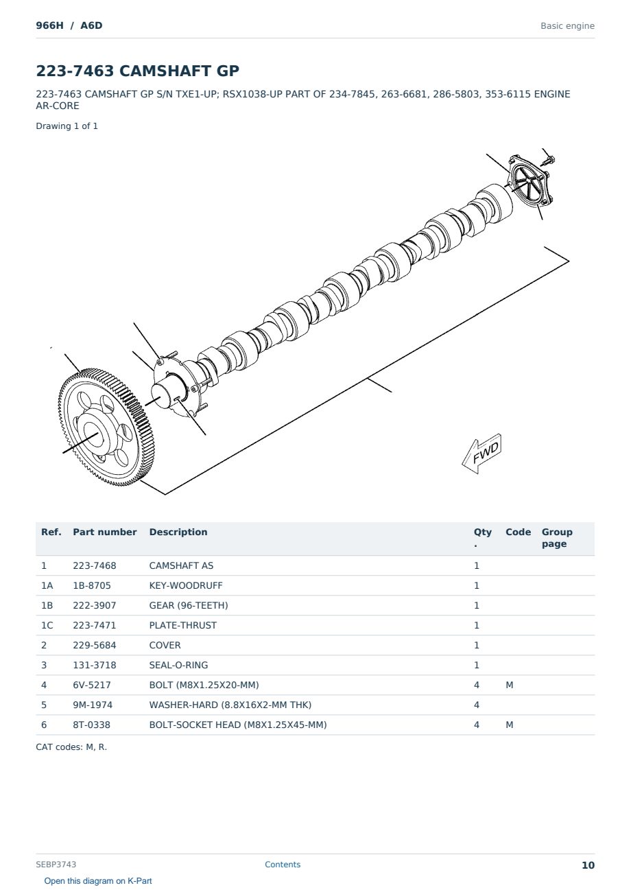 Caterpillar 966H S/N A6D Partsbook SEBP3743 (English) - sample page 10 of 10 Caterpillar 966H S/N A6D Partsbook SEBP3743 (English) - sample page 10 of 10