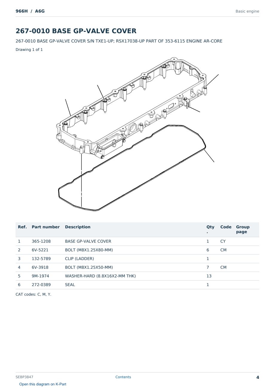 Caterpillar 966H S/N A6G Partsbook SEBP3847 (English) - sample page 4 of 10 Caterpillar 966H S/N A6G Partsbook SEBP3847 (English) - sample page 4 of 10