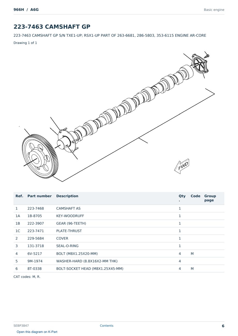 Caterpillar 966H S/N A6G Partsbook SEBP3847 (English) - sample page 6 of 10 Caterpillar 966H S/N A6G Partsbook SEBP3847 (English) - sample page 6 of 10