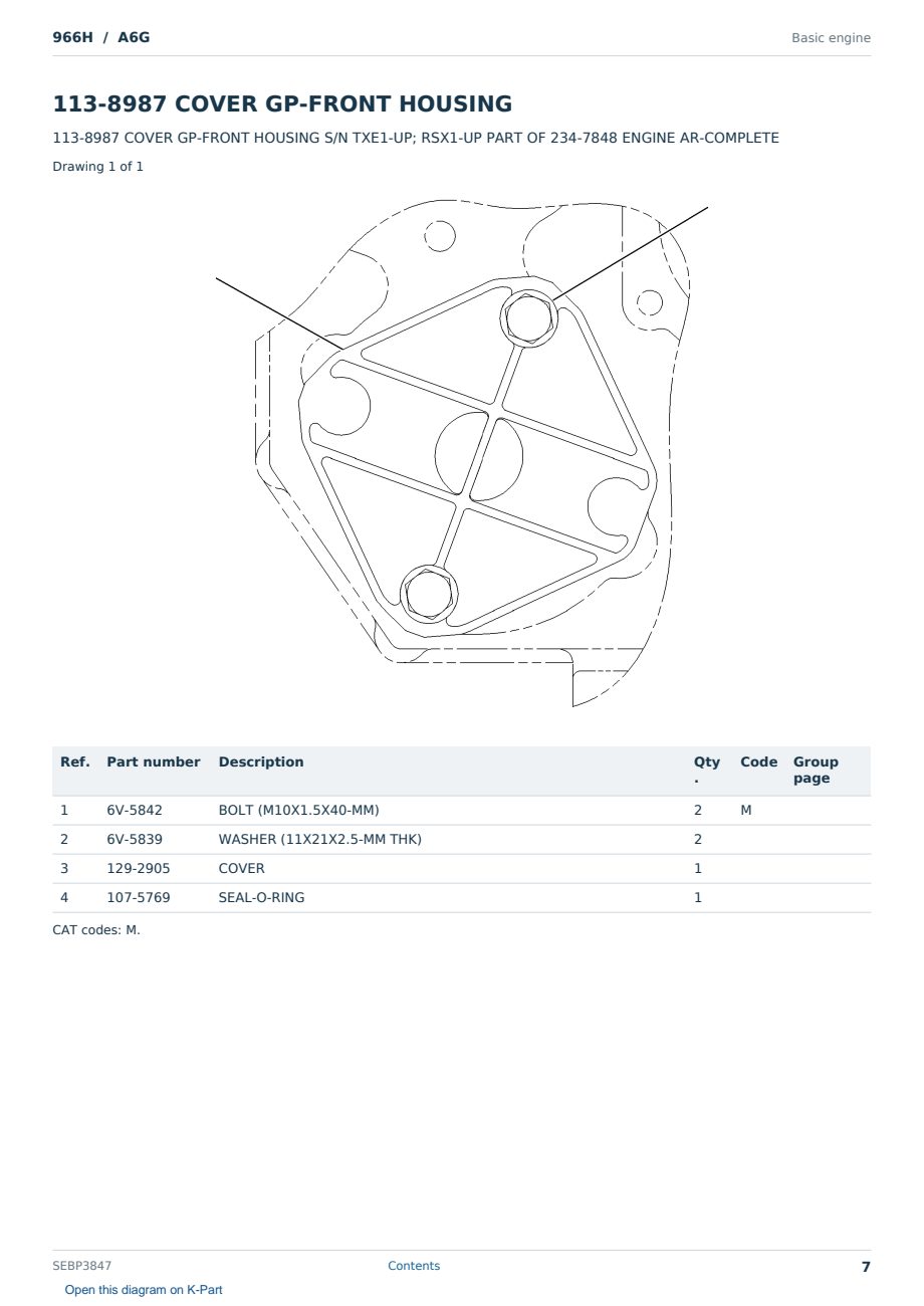 Caterpillar 966H S/N A6G Partsbook SEBP3847 (English) - sample page 7 of 10 Caterpillar 966H S/N A6G Partsbook SEBP3847 (English) - sample page 7 of 10