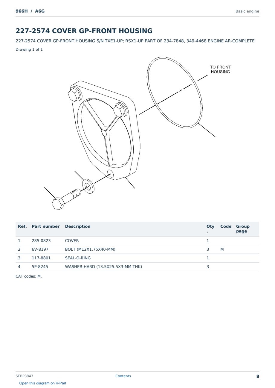 Caterpillar 966H S/N A6G Partsbook SEBP3847 (English) - sample page 8 of 10 Caterpillar 966H S/N A6G Partsbook SEBP3847 (English) - sample page 8 of 10
