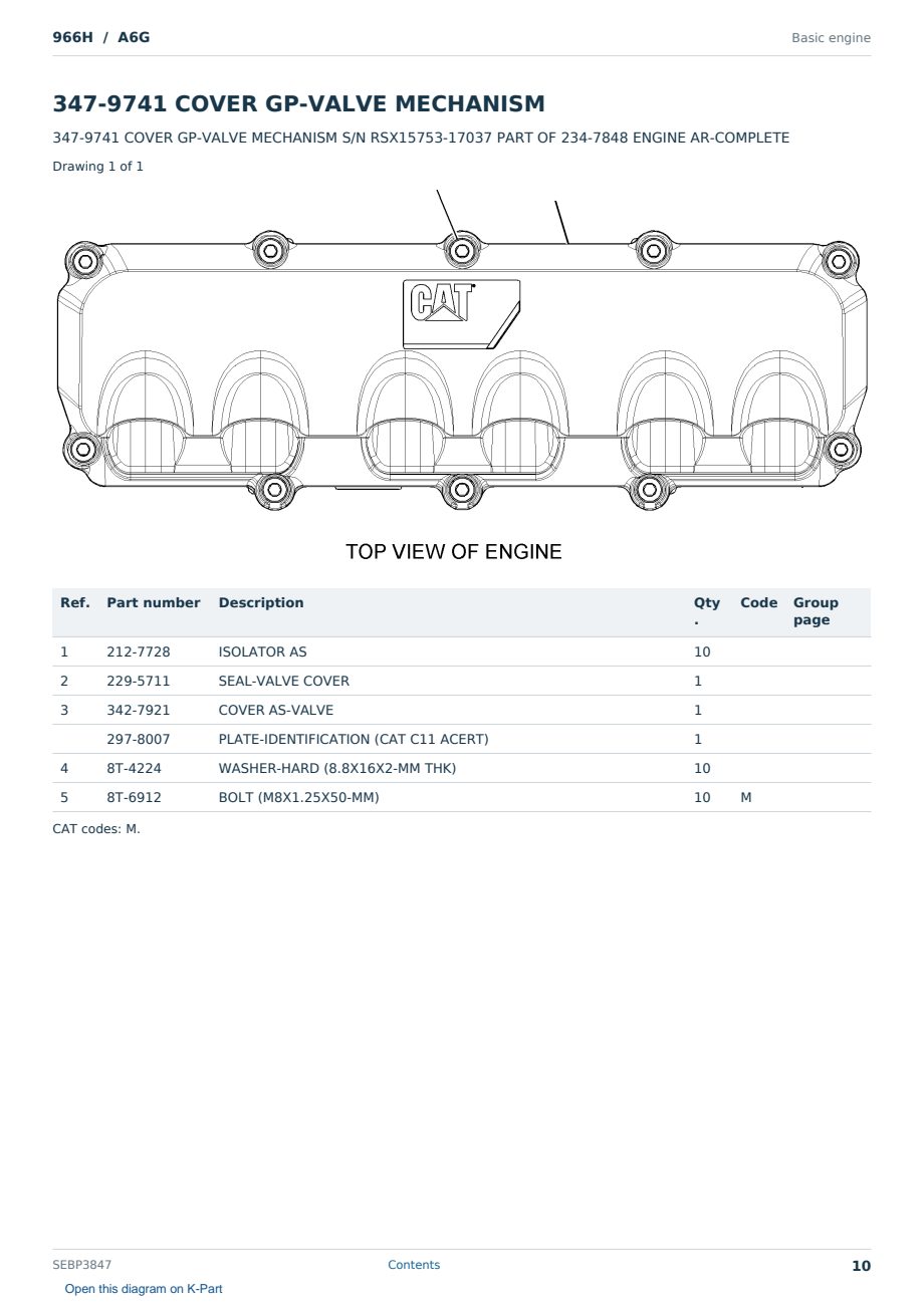 Caterpillar 966H S/N A6G Partsbook SEBP3847 (English) - sample page 10 of 10 Caterpillar 966H S/N A6G Partsbook SEBP3847 (English) - sample page 10 of 10