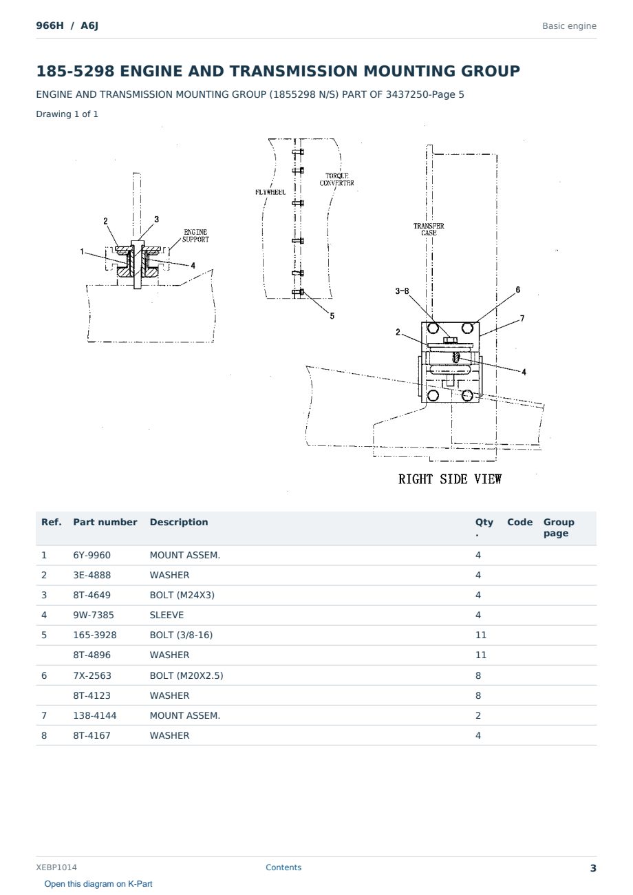 Caterpillar 966H S/N A6J Partsbook XEBP1014 (English) - sample page 3 of 10 Caterpillar 966H S/N A6J Partsbook XEBP1014 (English) - sample page 3 of 10