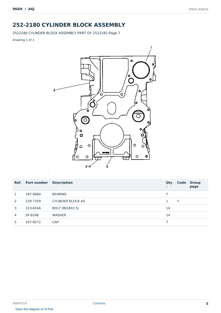 Caterpillar 966H S/N A6J Partsbook XEBP1014 (English) - sample page 5 of 10 Caterpillar 966H S/N A6J Partsbook XEBP1014 (English) - sample page 5 of 10