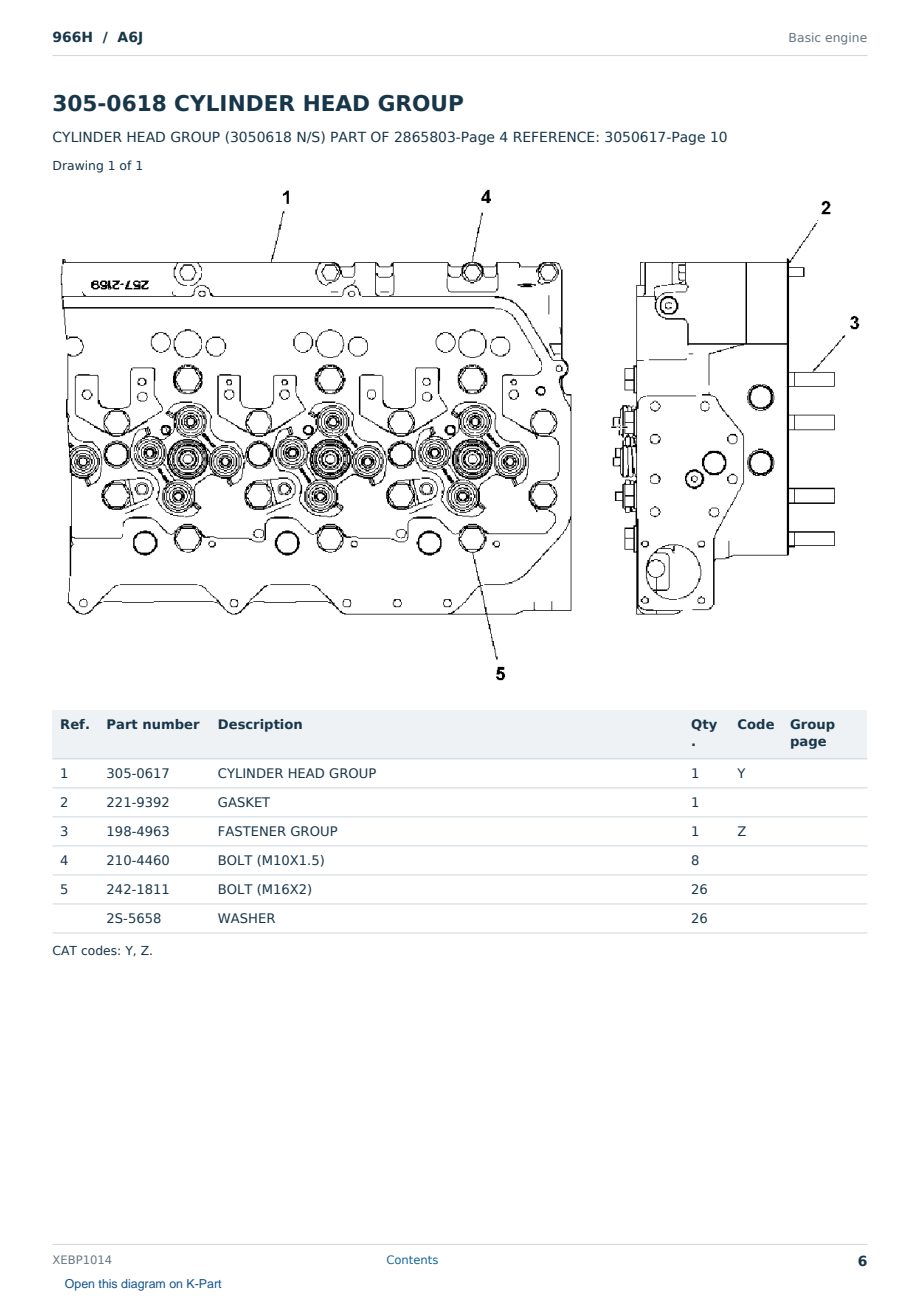 Caterpillar 966H S/N A6J Partsbook XEBP1014 (English) - sample page 6 of 10 Caterpillar 966H S/N A6J Partsbook XEBP1014 (English) - sample page 6 of 10