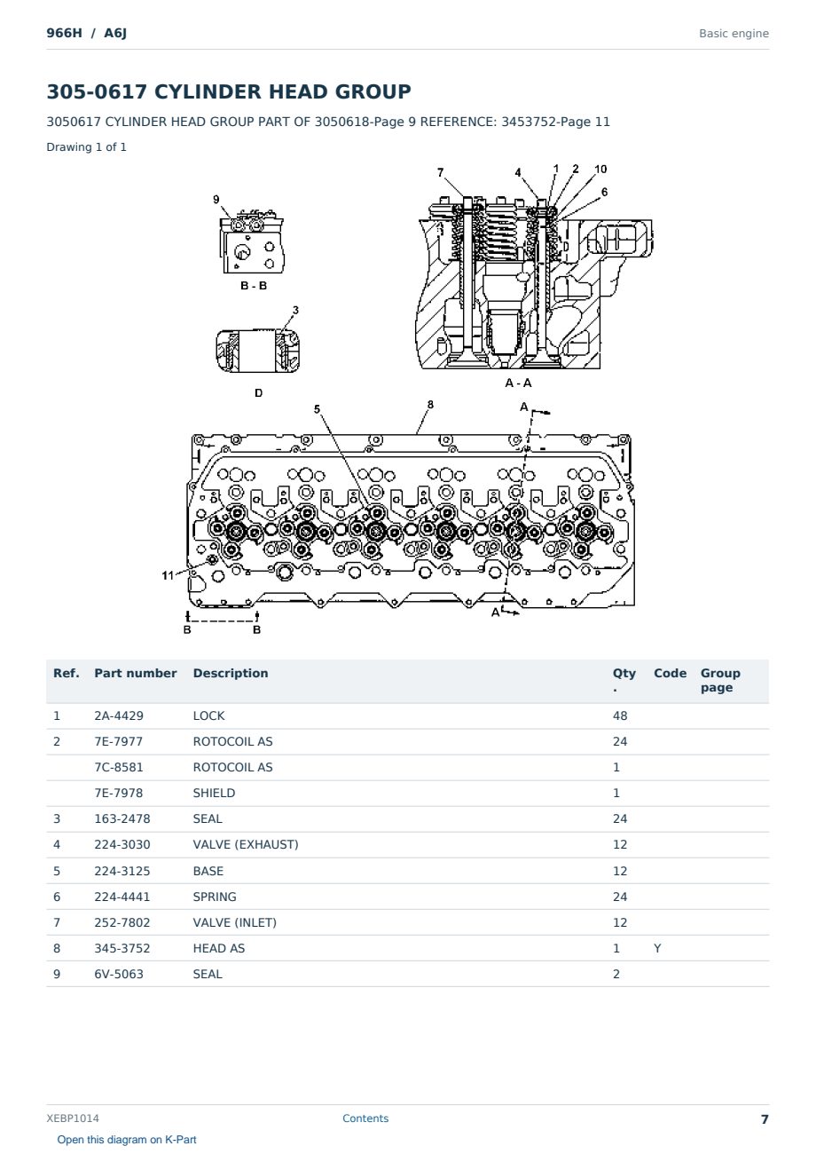 Caterpillar 966H S/N A6J Partsbook XEBP1014 (English) - sample page 7 of 10 Caterpillar 966H S/N A6J Partsbook XEBP1014 (English) - sample page 7 of 10
