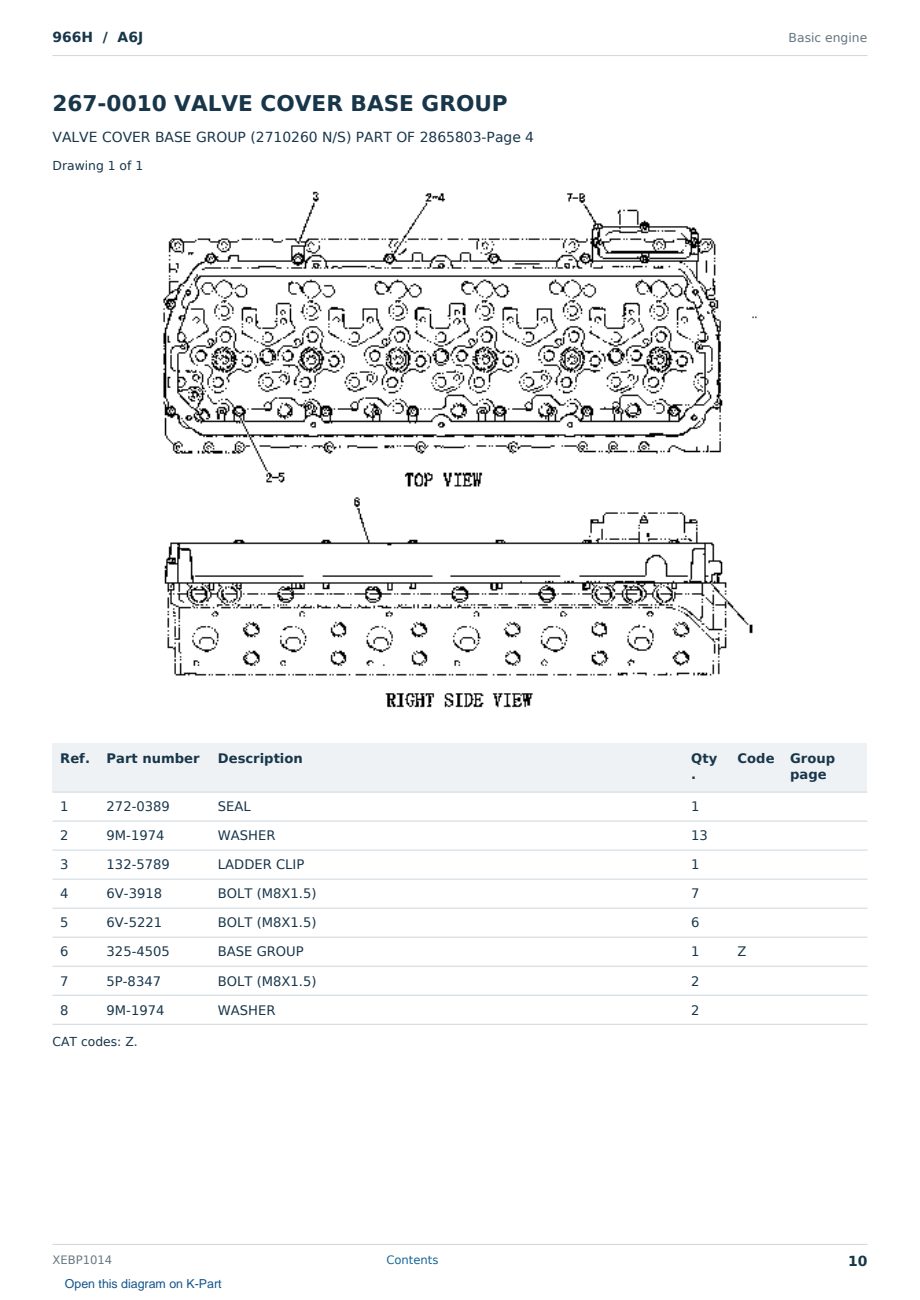 Caterpillar 966H S/N A6J Partsbook XEBP1014 (English) - sample page 10 of 10 Caterpillar 966H S/N A6J Partsbook XEBP1014 (English) - sample page 10 of 10