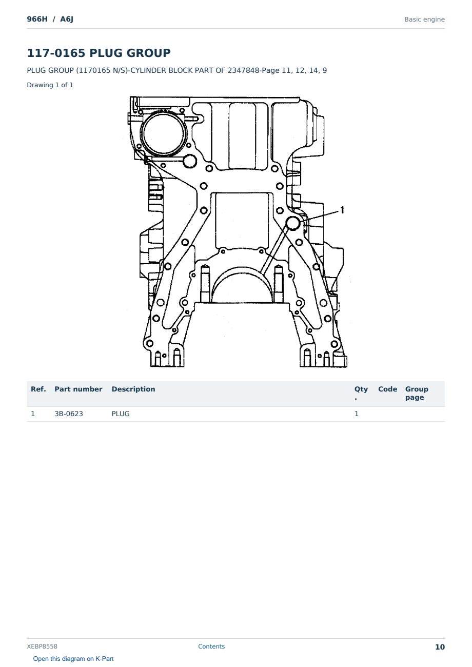 Caterpillar 966H S/N A6J Partsbook XEBP8558 (English) - sample page 10 of 10 Caterpillar 966H S/N A6J Partsbook XEBP8558 (English) - sample page 10 of 10