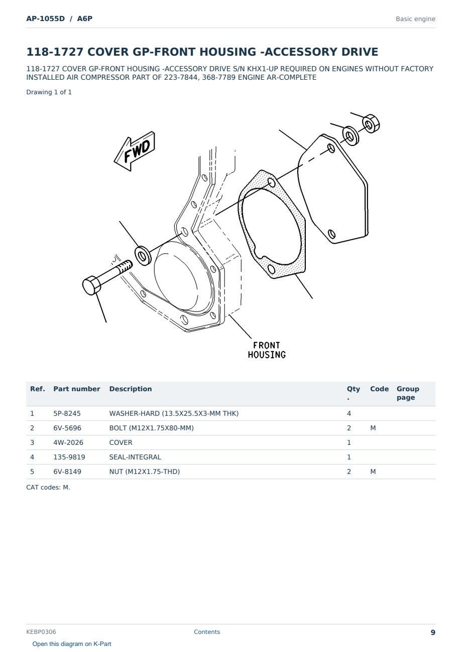 Caterpillar AP-1055D S/N A6P Partsbook KEBP0306 (English) - sample page 9 of 10 Caterpillar AP-1055D S/N A6P Partsbook KEBP0306 (English) - sample page 9 of 10