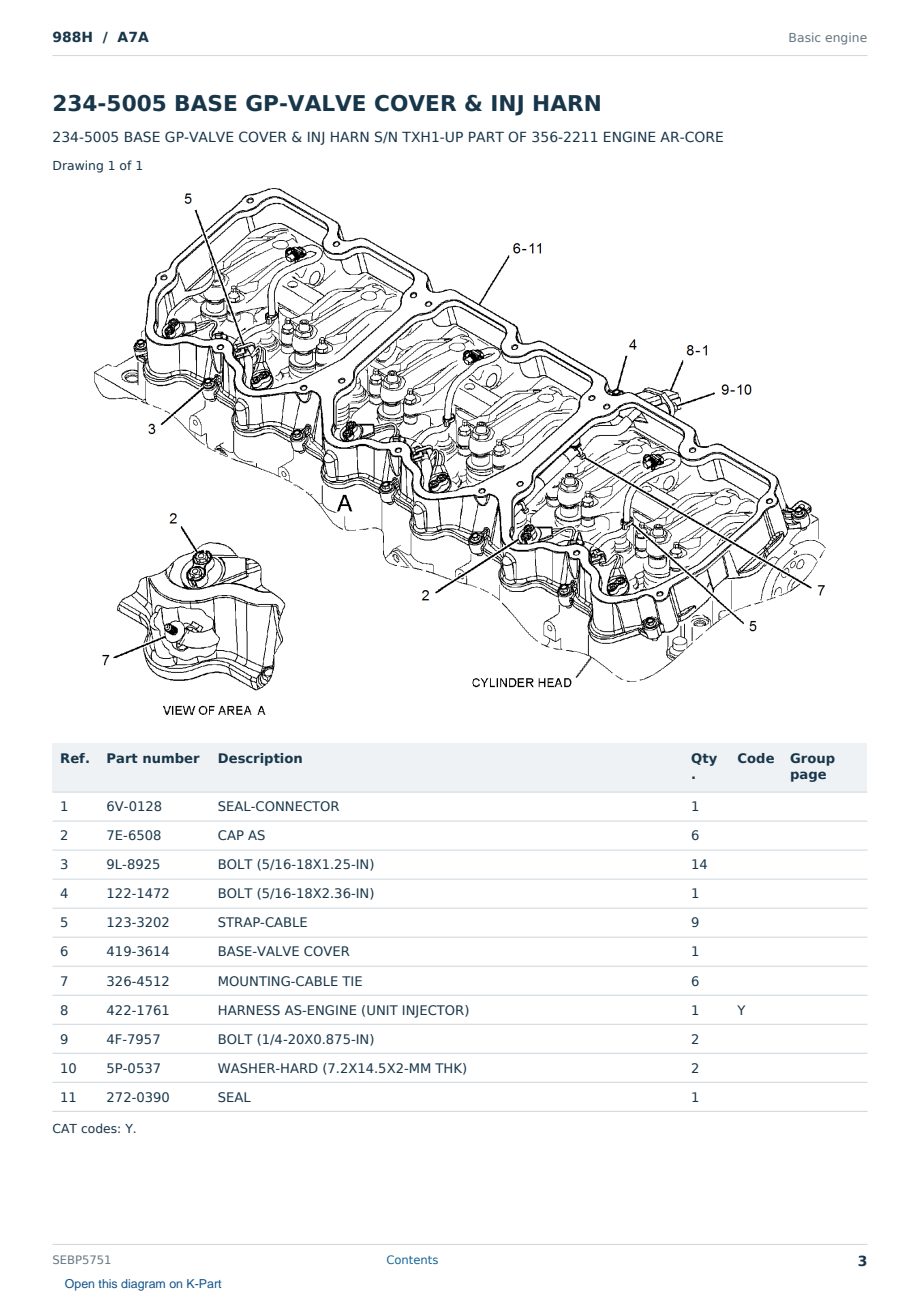 Caterpillar 988H S/N A7A Partsbook SEBP5751 (English) - sample page 3 of 10 Caterpillar 988H S/N A7A Partsbook SEBP5751 (English) - sample page 3 of 10