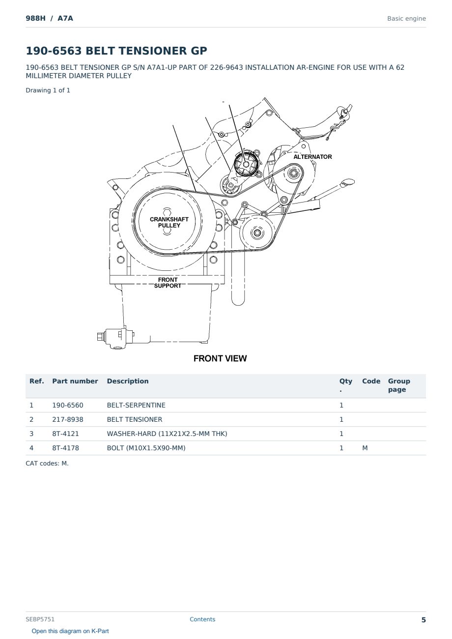 Caterpillar 988H S/N A7A Partsbook SEBP5751 (English) - sample page 5 of 10 Caterpillar 988H S/N A7A Partsbook SEBP5751 (English) - sample page 5 of 10