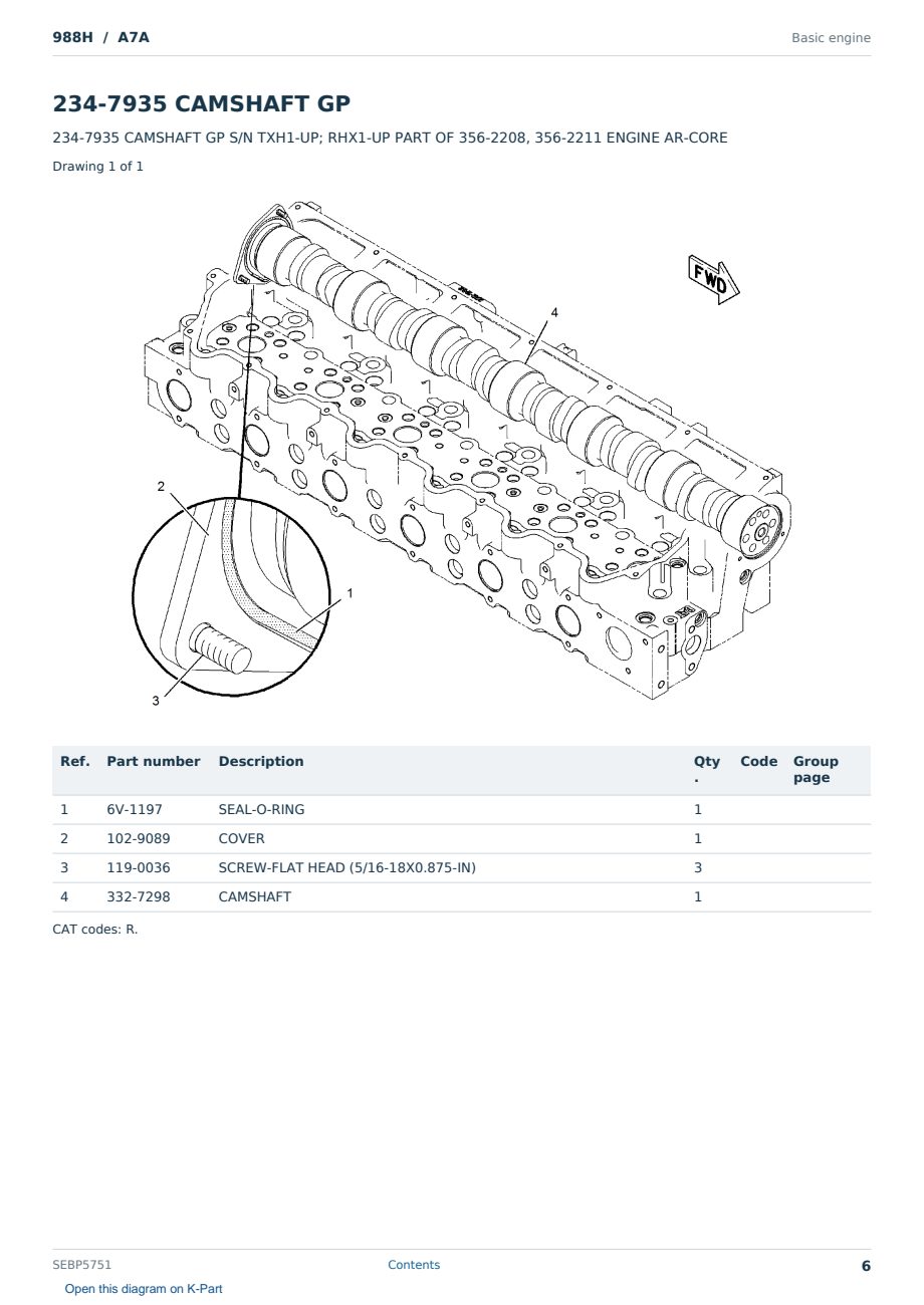 Caterpillar 988H S/N A7A Partsbook SEBP5751 (English) - sample page 6 of 10 Caterpillar 988H S/N A7A Partsbook SEBP5751 (English) - sample page 6 of 10