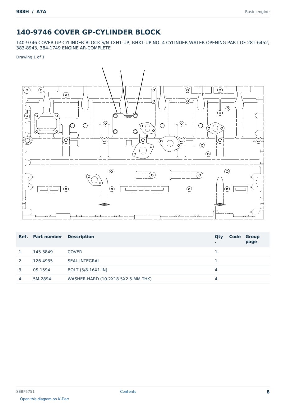Caterpillar 988H S/N A7A Partsbook SEBP5751 (English) - sample page 8 of 10 Caterpillar 988H S/N A7A Partsbook SEBP5751 (English) - sample page 8 of 10