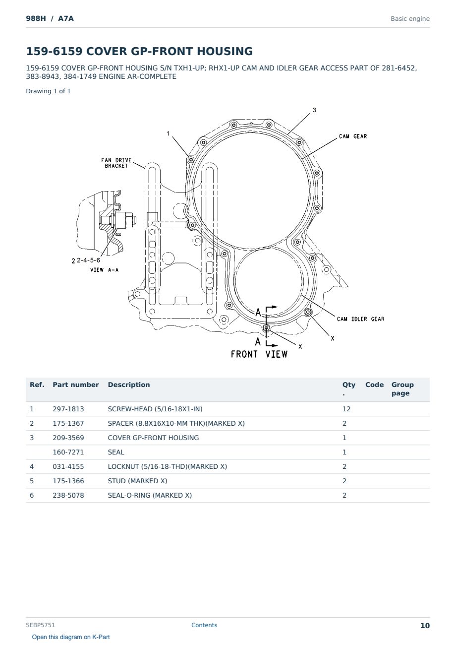 Caterpillar 988H S/N A7A Partsbook SEBP5751 (English) - sample page 10 of 10 Caterpillar 988H S/N A7A Partsbook SEBP5751 (English) - sample page 10 of 10