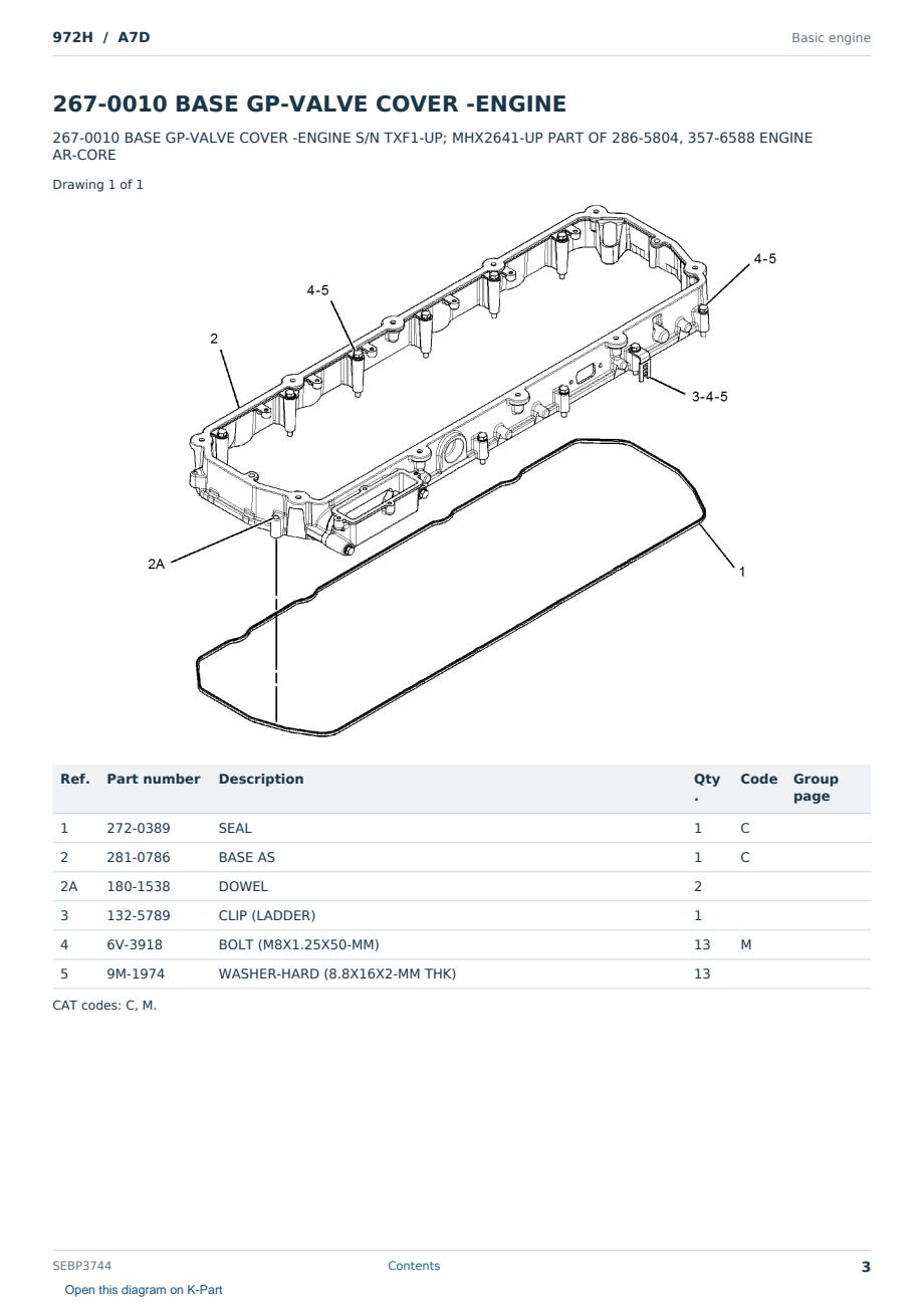 Caterpillar 972H S/N A7D Partsbook SEBP3744 (English) - sample page 3 of 10 Caterpillar 972H S/N A7D Partsbook SEBP3744 (English) - sample page 3 of 10